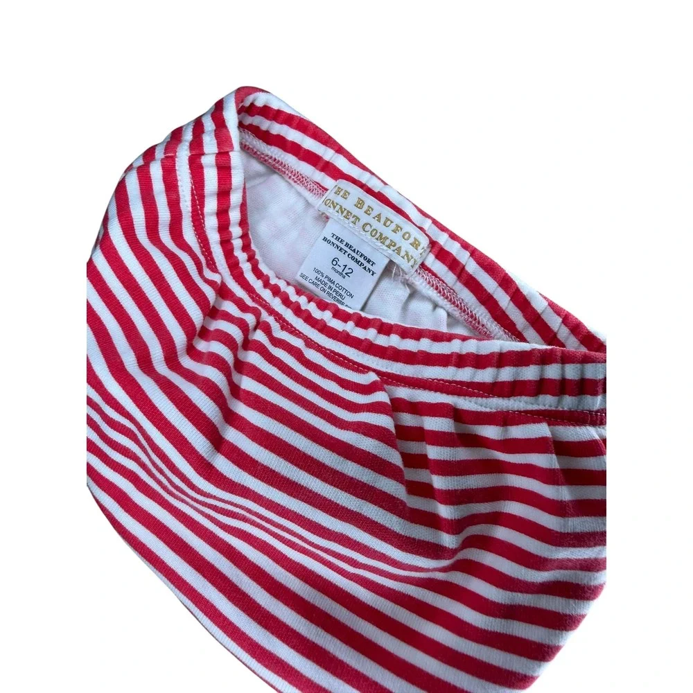 The Beaufort Bonnet Company Bloomers Baby 6-12M Red White Excellent Striped Pima